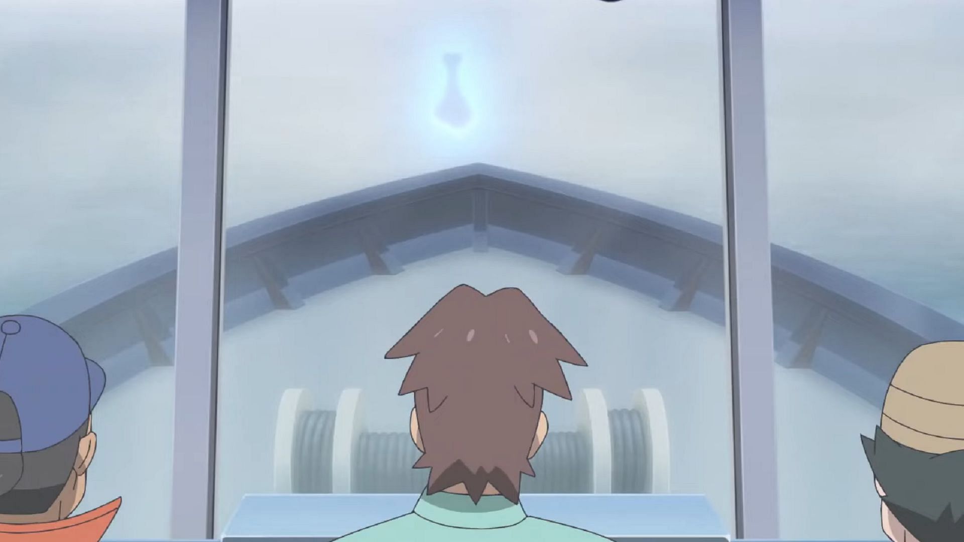 Sailors encounter a dense fog and a mysterious Lapras in Pokemon Horizons Episode 31 (Image via The Pokemon Company)