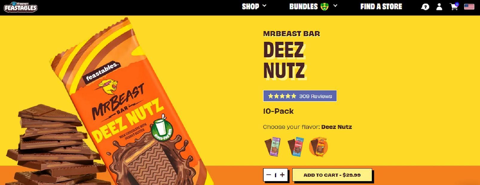 Users can still purchase Deez Nuts from the Feastables website. (Image via feastables.com)