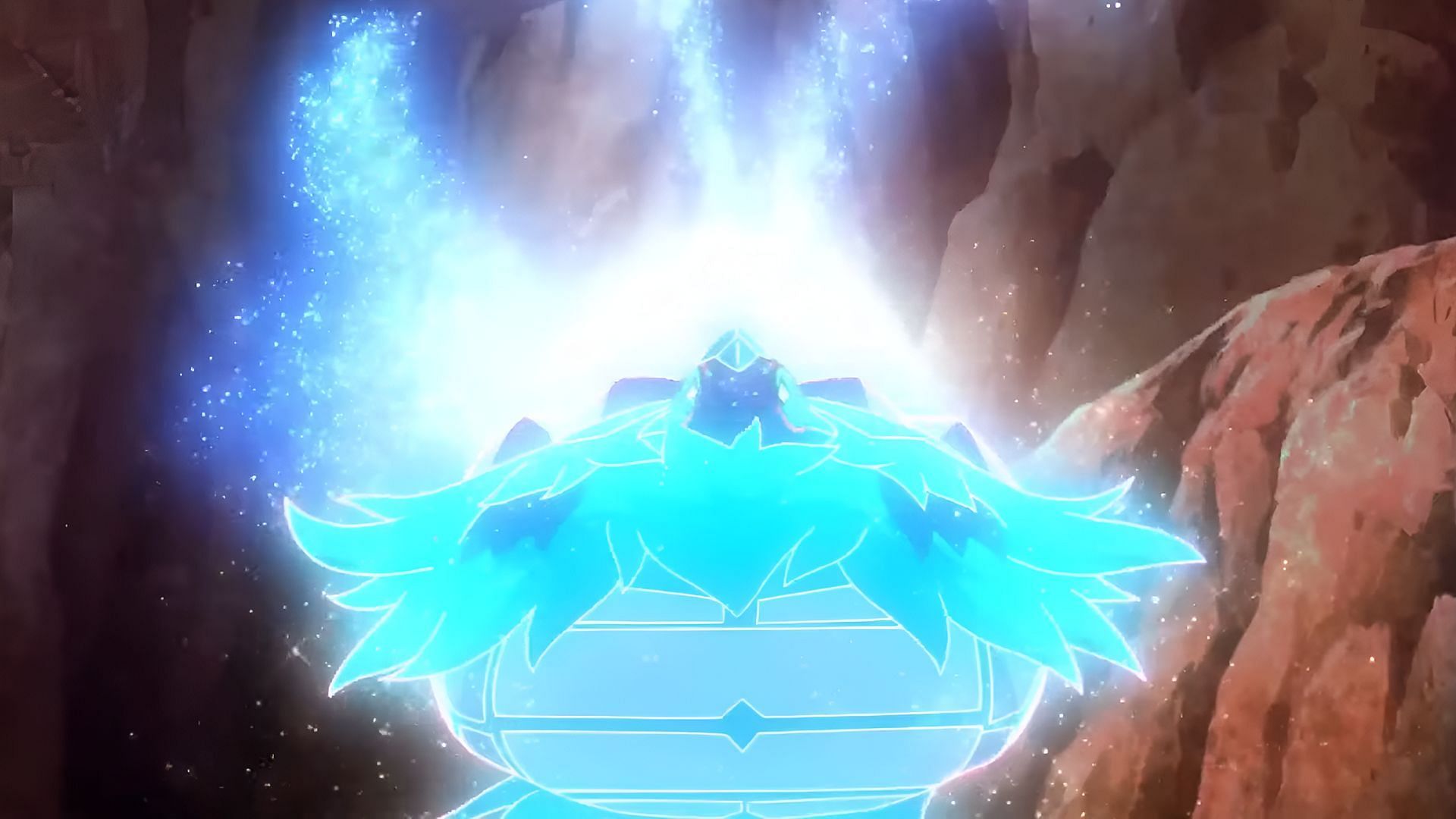 Terapagos transforms to protect its friends in Pokemon Horizons Episode 33 (Image via The Pokemon Company)
