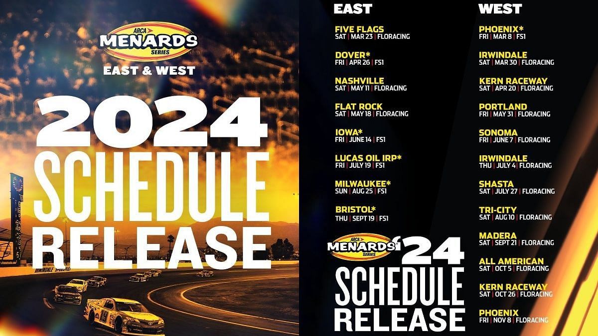 2024 ARCA Menards Series schedule has been released (Image from X)
