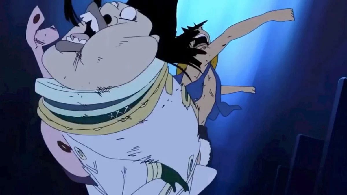 Luffy punches the Celestial Dragon (image via Toei Animation)