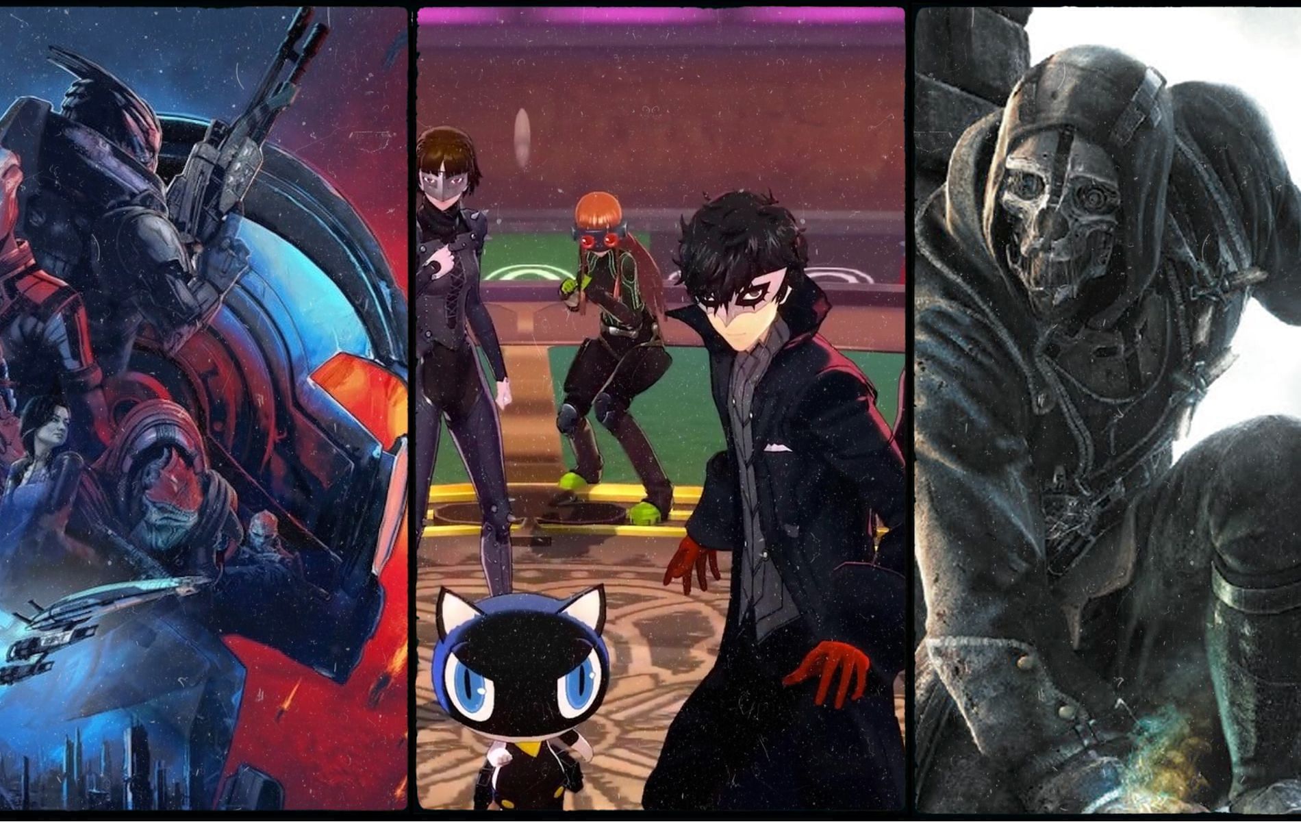 Images from Mass Effect Legendary Edition, Persona 5 and Dishonored