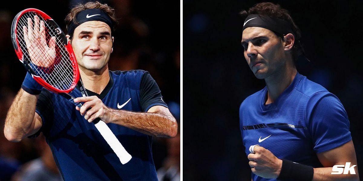 Roger Federer (L) and Rafael Nadal