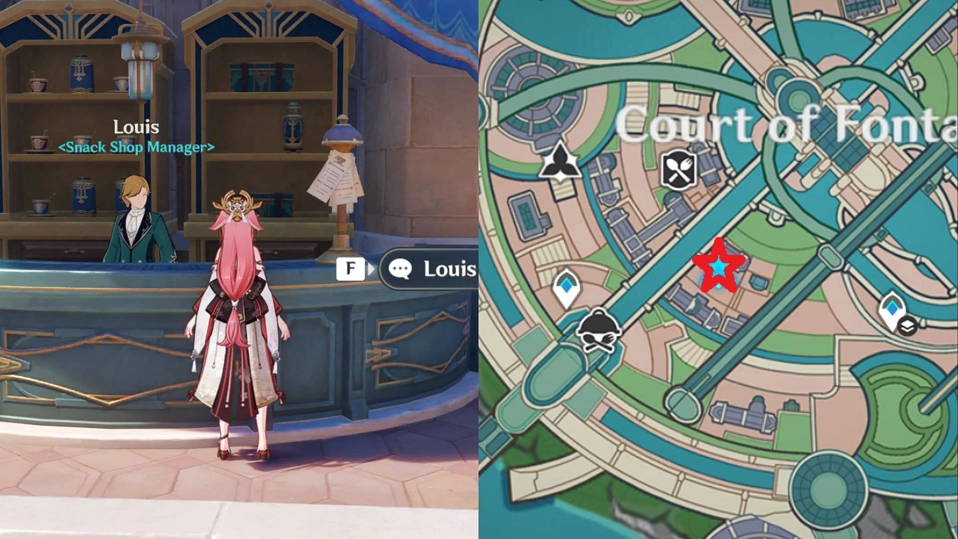 Louis&#039; snack shop location in the Court of Fontaine (Image via HoYoverse)