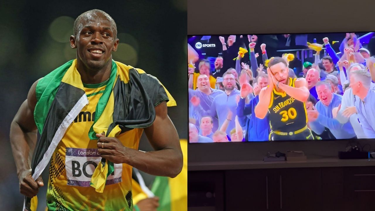 Usain Bolt was enjoying Steph Curry&rsquo;s signature night