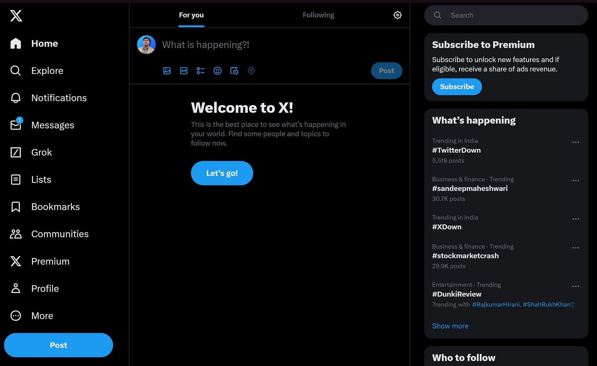 The X homepage is down (Image via Twitter)