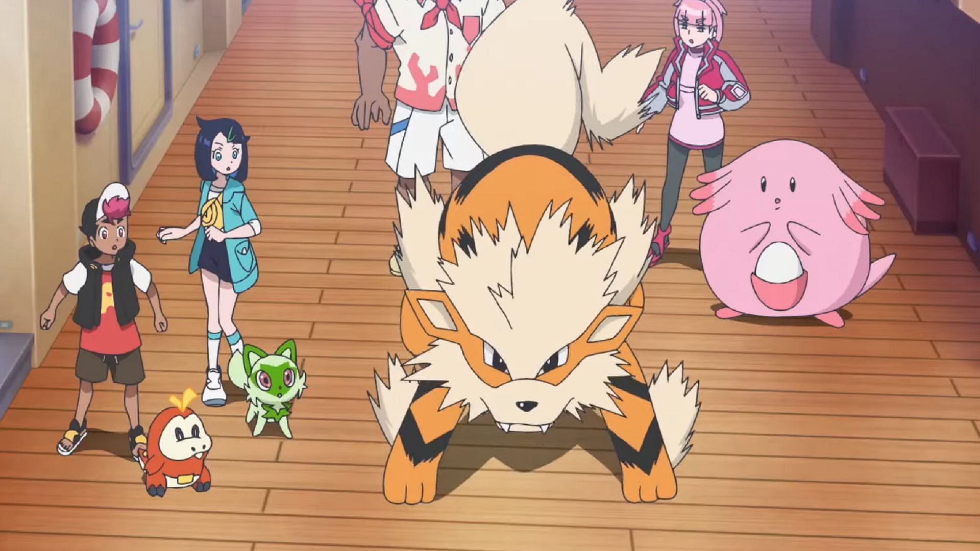 Diana&#039;s Arcanine dives in to help in Pokemon Horizons Episode 32 (Image via The Pokemon Company)