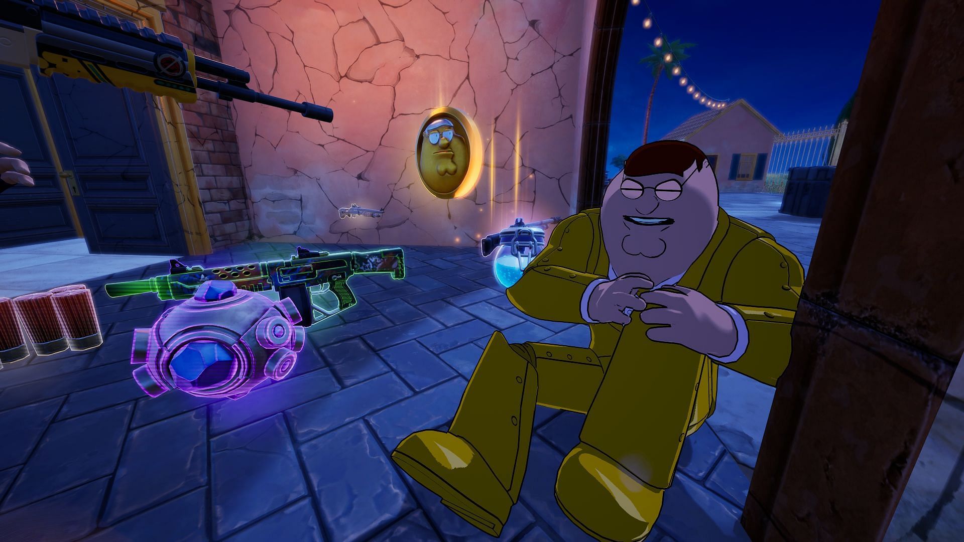 Peter Griffin doing the Hurt Knee Emote after being defeated. (Image via Epic Games/Fortnite)