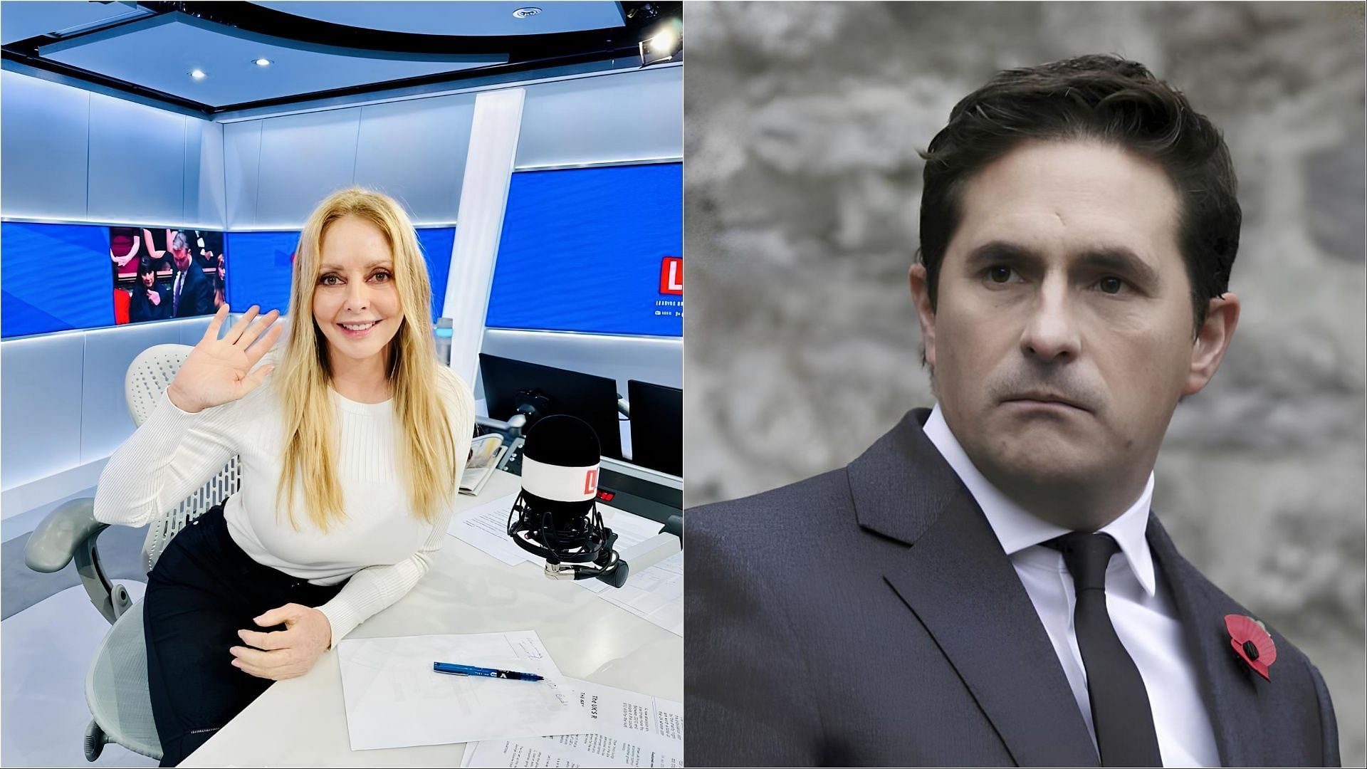 Johnny Mercer has replied to a tweet of Carol Vorderman as their feud continues (Images via carolvorders and SydesJokes/X)
