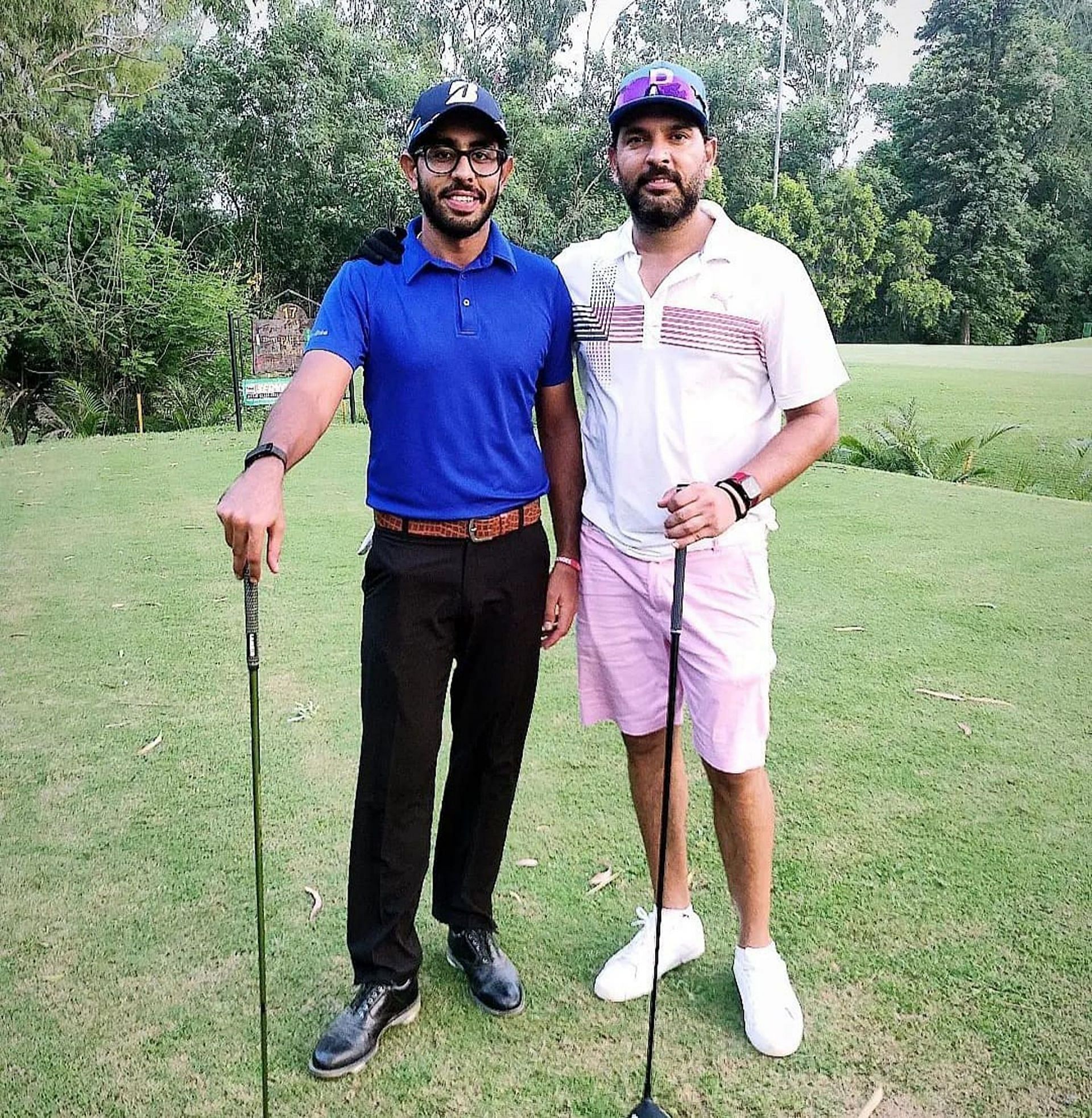 Yuvraj Singh Sandhu (L) and Yuvraj Singh (R) (Image via Instagram/@yuvisandhusofficial)