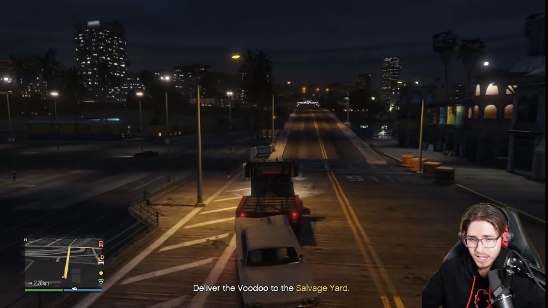 Deliver the vehicle to your Salvage Yard to complete a Tow Truck Service mission (Image via YouTube/TGG)