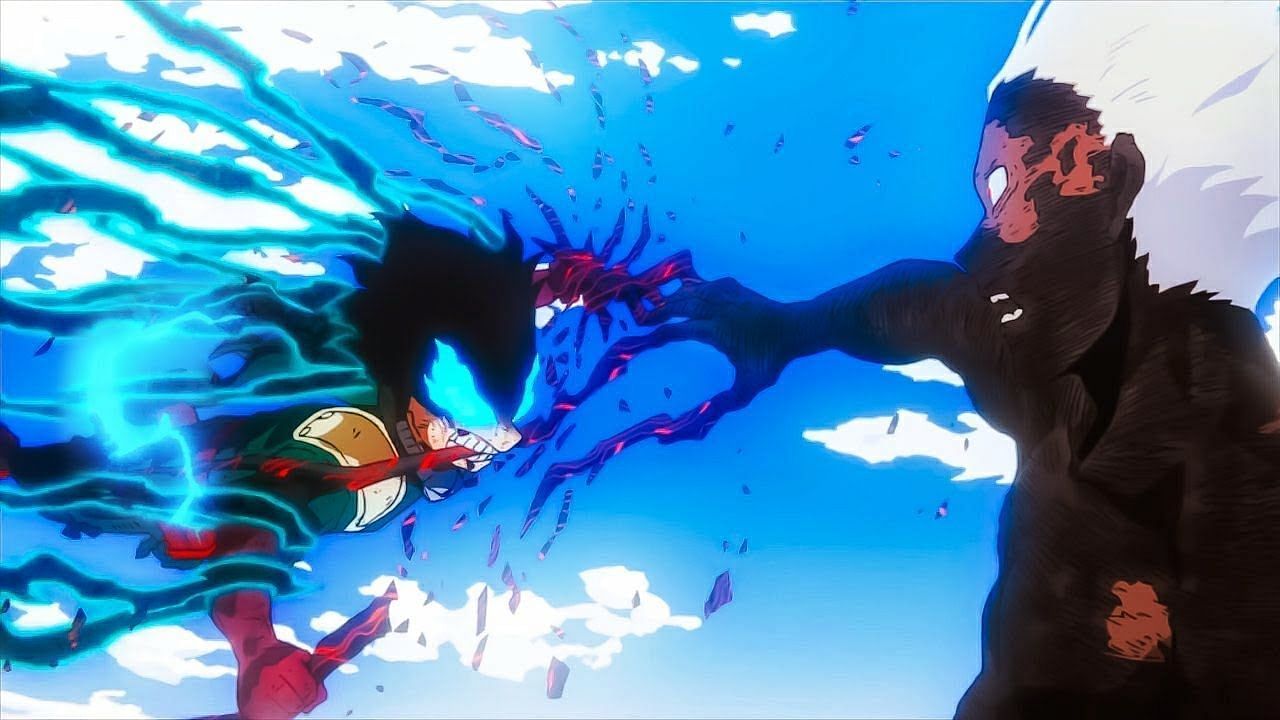 Deku vs Shigaraki as seen in My Hero Academia season 6 (image via Studio Bones)