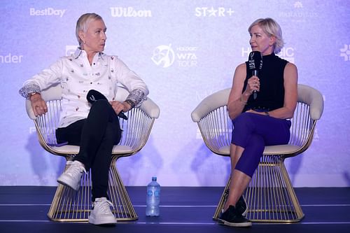 Chris Evert with Martina Navratilova at the 2023 WTA Finals