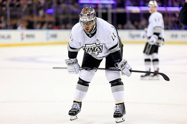 Anze Kopitar of the Los Angeles Kings during the game against the New York Rangers on December 10, 2023 at Madison Square Garden in New York, New...