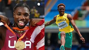 Noah Lyles offers to teach Jaydon Hibbert after Jamaican teenager pokes fun at his own dancing during The Bowerman Award ceremony