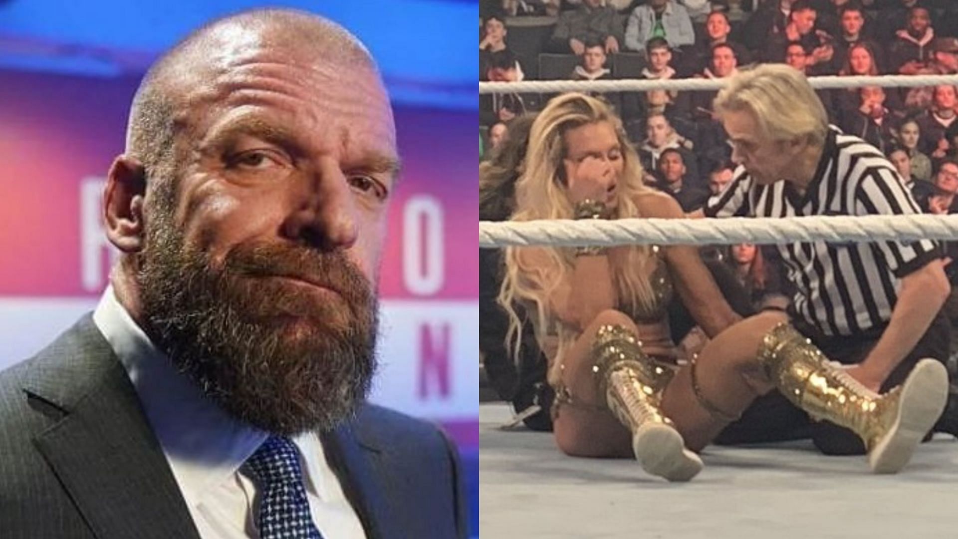 WWE Chief Content Officer Triple H (left) and Charlotte Flair (right)