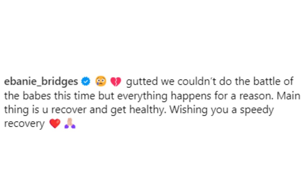 Ebanie Bridges opponent change Ebanie Bridges reacts to her former