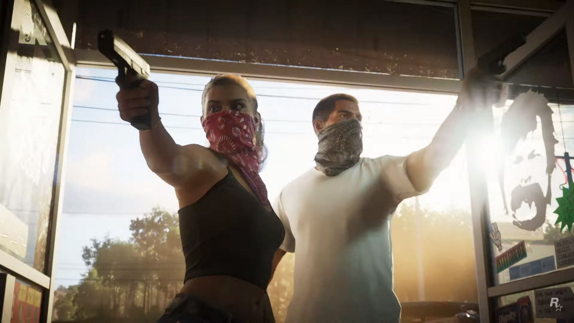 Jason and Lucia from the Grand Theft Auto 6 trailer. (Image via Rockstar Games)