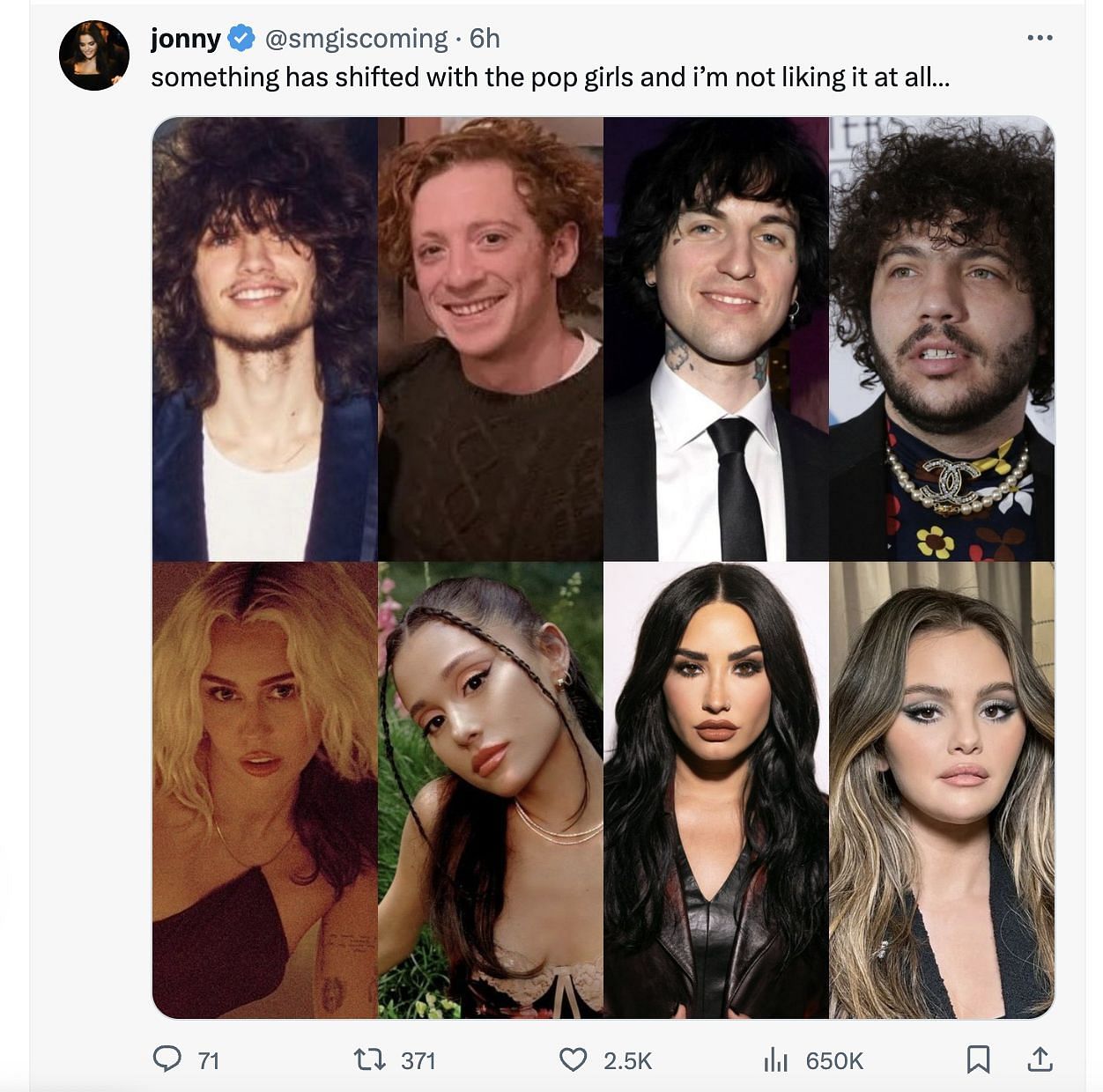 The Same Old Love singer shares a picture with her rumoured boyfriend, Benny Blanco after she confirmed the relationship on social media. (Image via @PopBase/ Twitter)