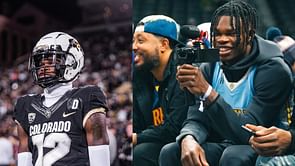 Colorado safety Travis Hunter backs Denver Nuggets as reigning champs beat the Warriors in a 120-114 showdown