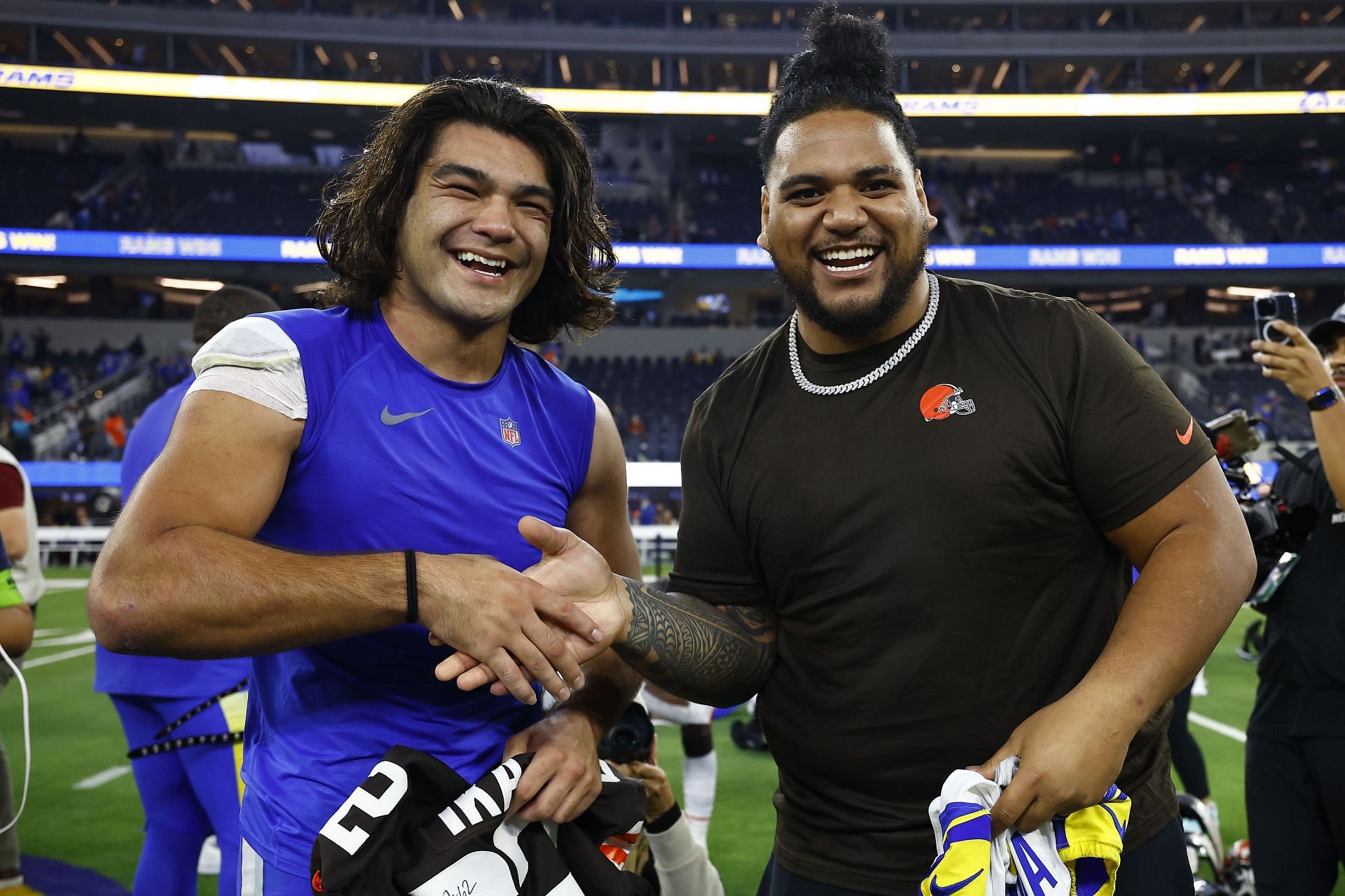 Puka Nacua after the Cleveland Browns vs. Los Angeles Rams