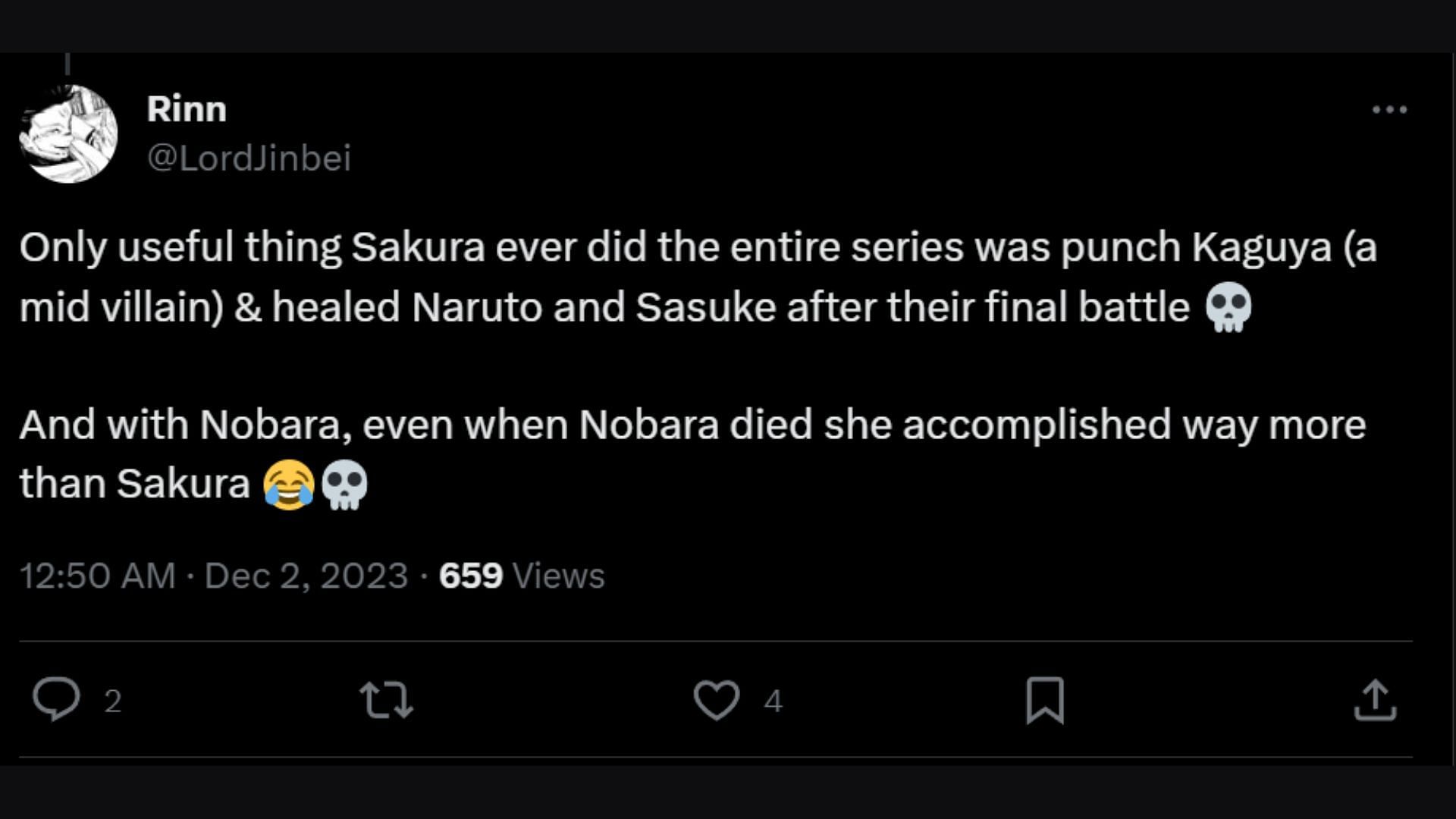 X user demeans Sakura (Image via X/)