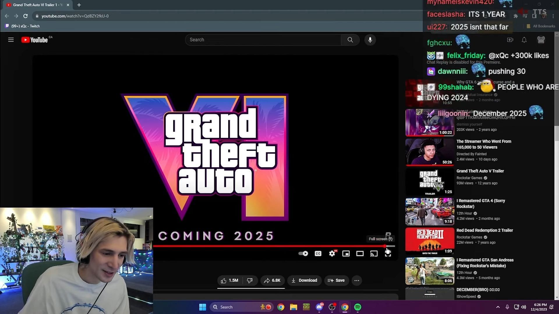 xQc had some choice words for the person who leaked the GTA VI trailer (Image via xQc Clips/YouTube)