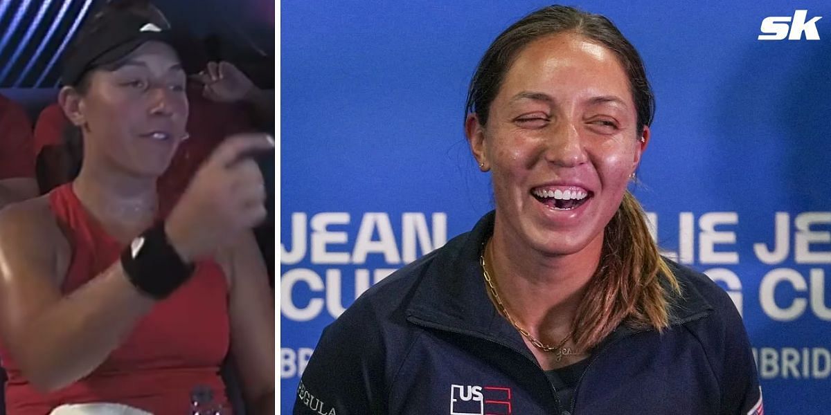 Jessica Pegula from the USA laughs (L)