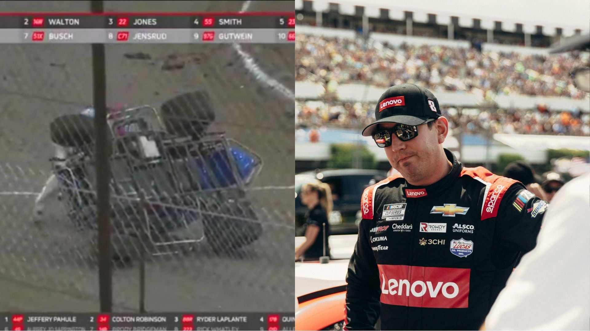 Kyle Busch crashes in Tulsa Shootout (Image from X)