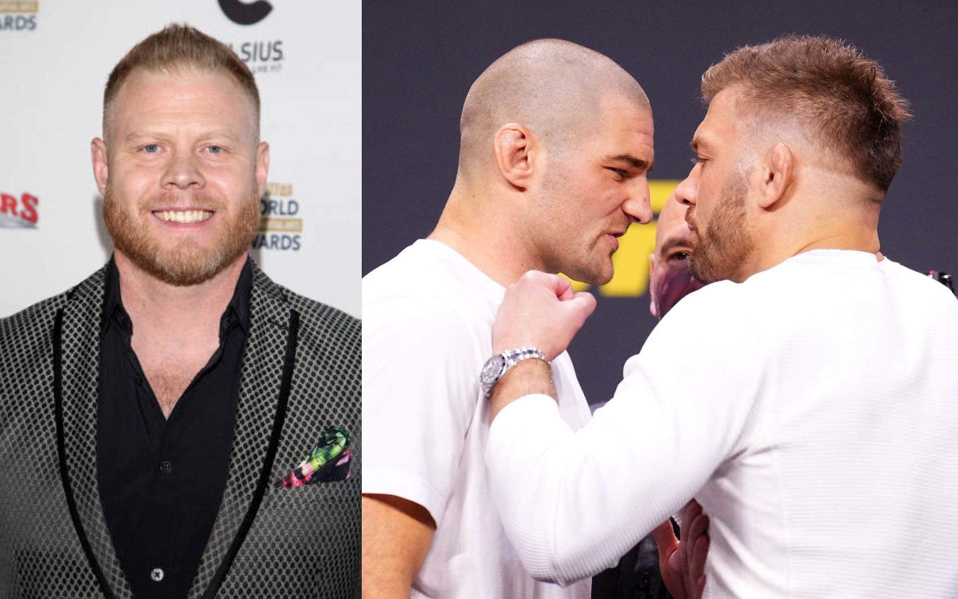 Eric Nicksick (left), details having to calm down Sean Strickland after being &quot;triggered&quot; by Dricus du Plessis (right) [Images Courtesy: @GettyImages]