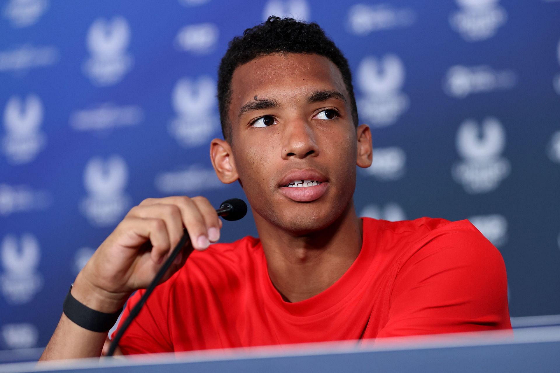 Felix Auger-Aliassime at a press conference during United Cup