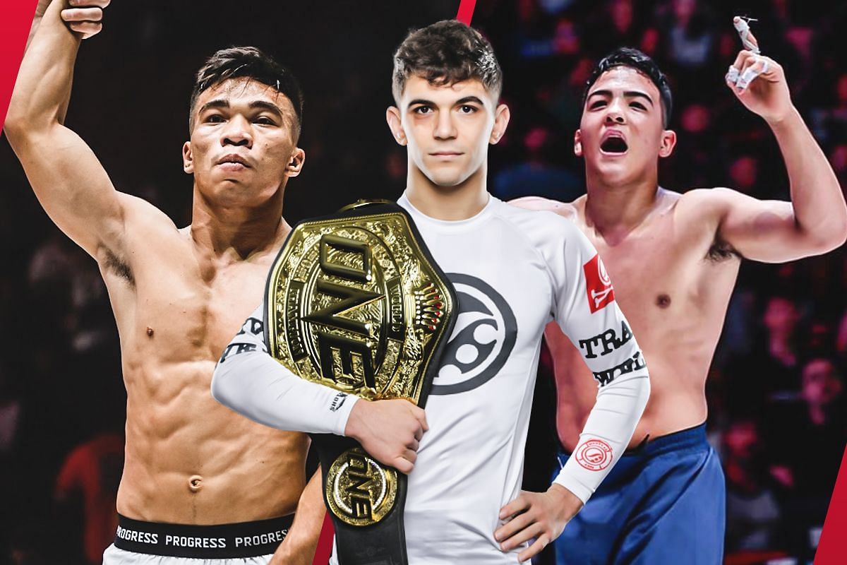 ONE flyweight submission grappling world champion Mikey Musumeci (C) wants to grapple with fellow BJJ black belts Gabriel Sousa (L) and Diogo Reis (R) in no-gi. -- Photo by ONE Championship