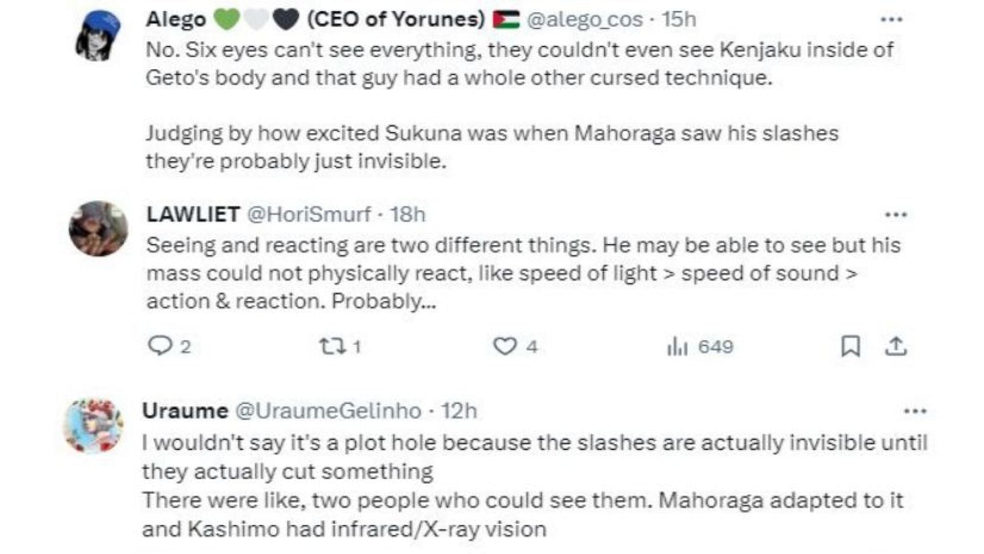 Jujutsu Kaisen fans disagree with Gojo being nerfed on X (Image via Sportskeeda)