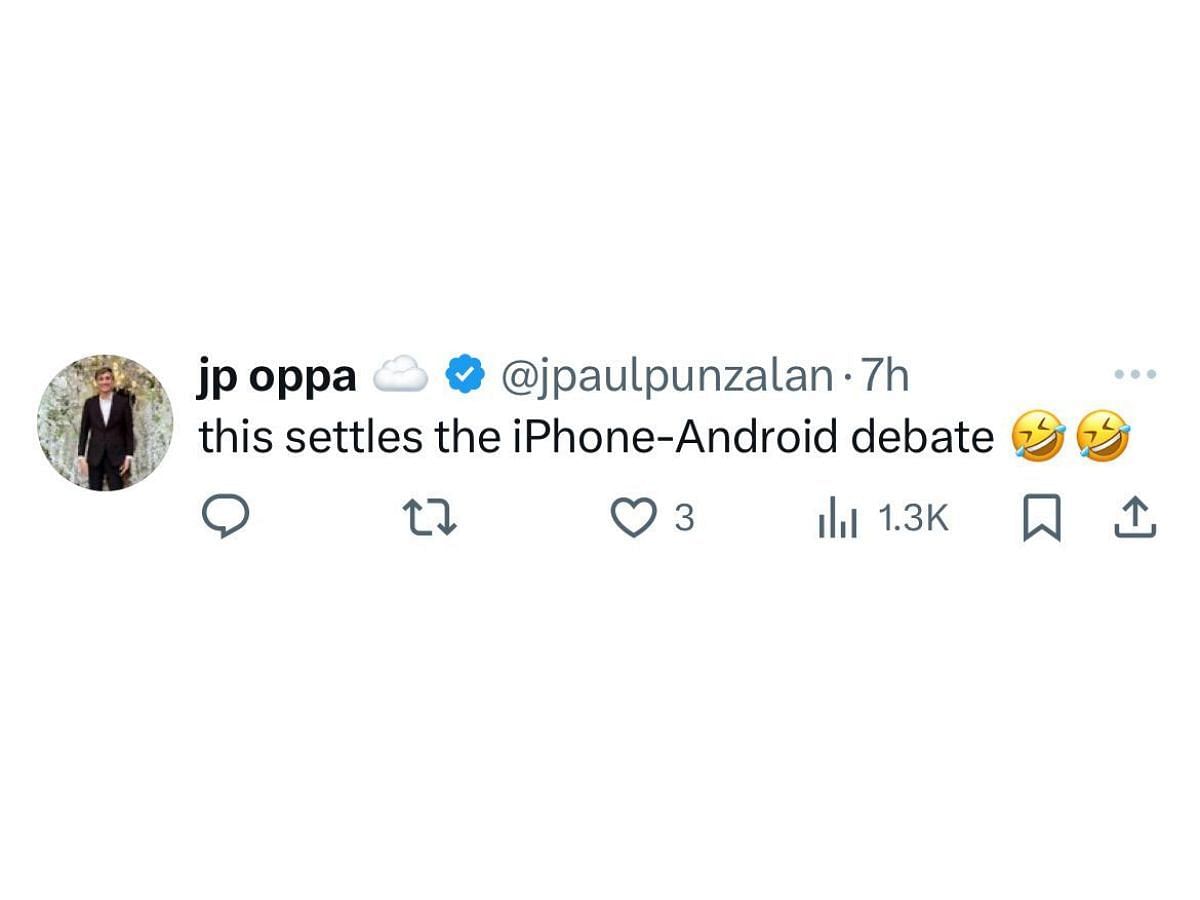A fan points out the iPhone - Android debate (image via @jpaulpunzalan on X)