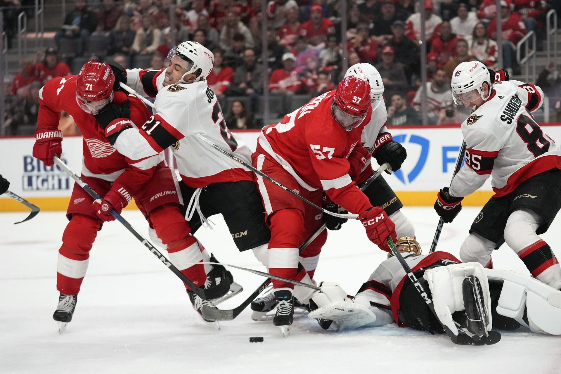 Dylan Larkin was knocked out by a punch.