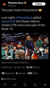 Devin Booker presents his Book 1's to Shawn Marion