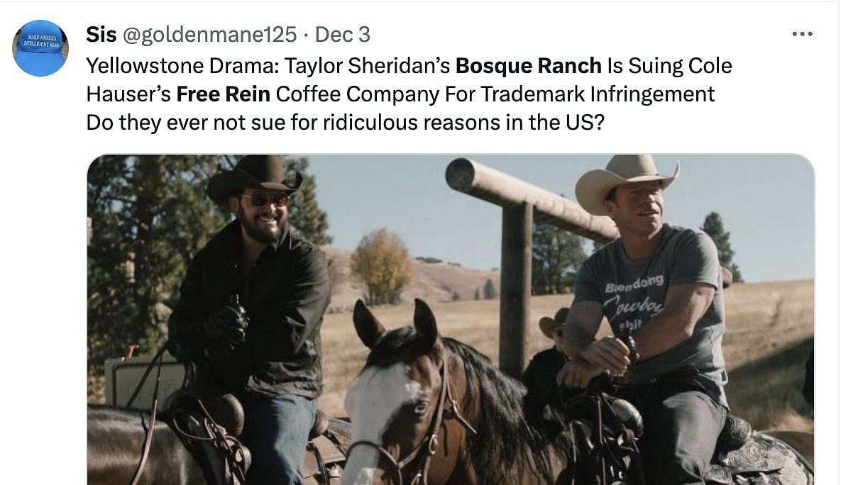 Why is Taylor Sheridan's Bosque Ranch suing Cole Hauser's Free Rein ...