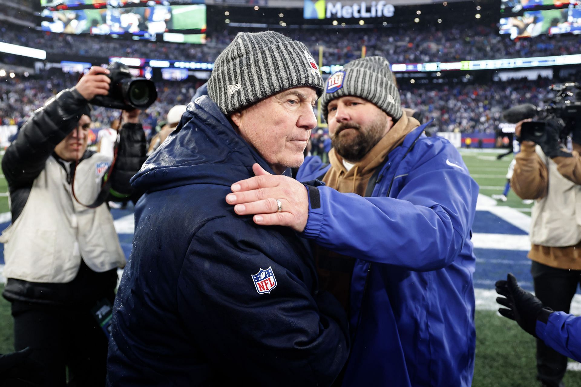 Bill Belichick at New England Patriots v New York Giants