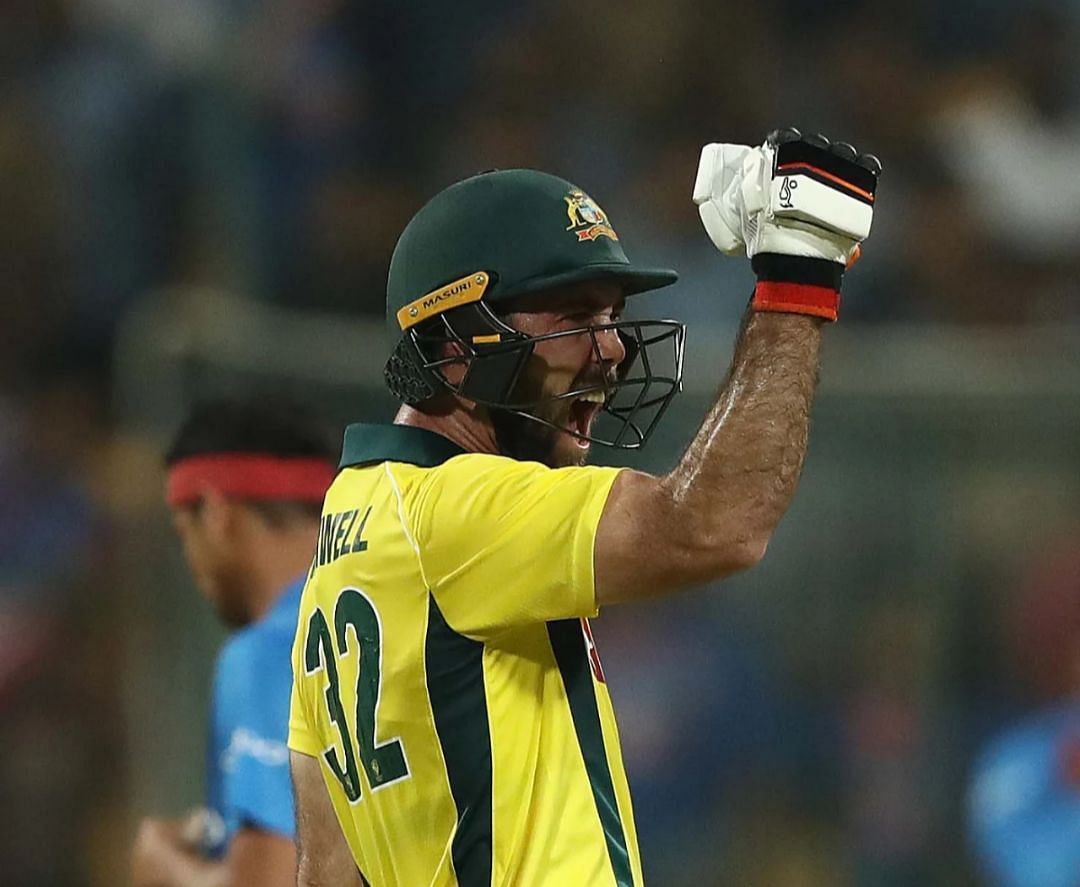 Glenn Maxwell with his 50-ball 100 vs India in 2019. [Getty Images]
