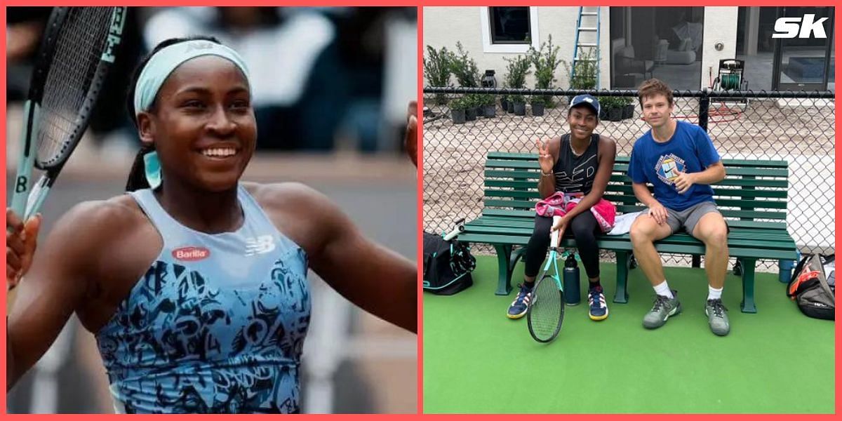 Coco Gauff practices with Stefan Kozlov