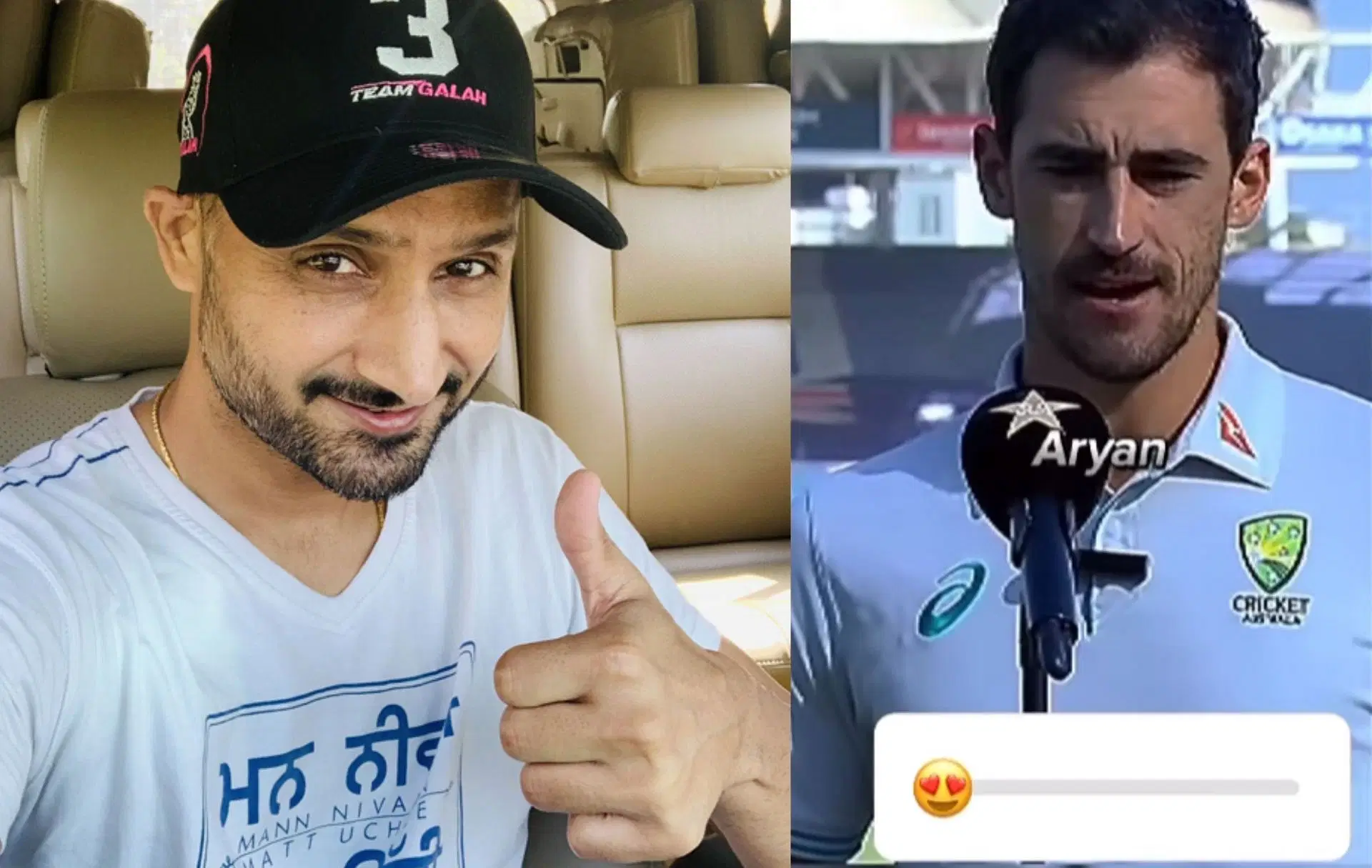Harbhajan Singh (l) and Mitchell Starc (r). (Instagram)