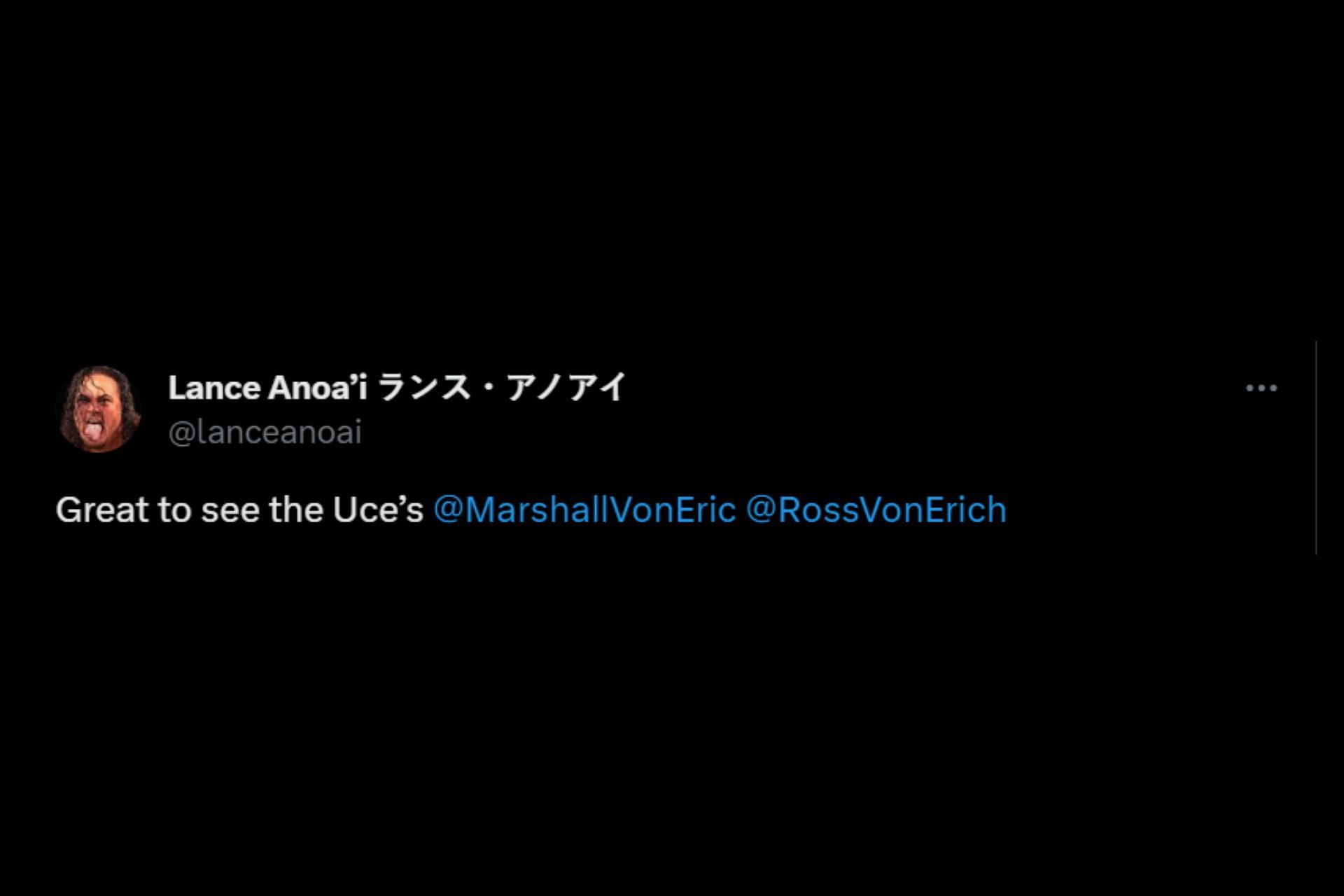 Lance Anoa&#039;i had something to say about the Von Erich AEW spot