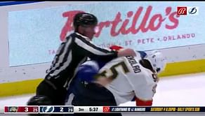 Watch: Steven Stamkos drops the gloves against Aaron Ekblad, continues to chirp at officials for no interference call