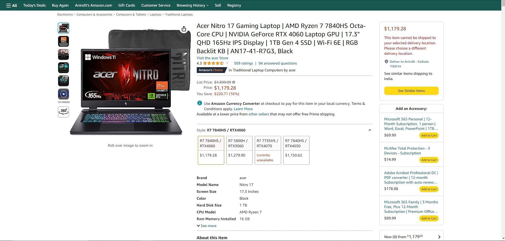 A great gaming laptop that you can purchase during this Holiday Sale (Image via Amazon)
