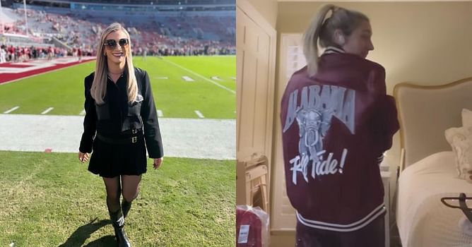 Nick Saban's daughter Kristen Saban poses in vintage Crimson Tide jacket ahead of Alabama's SEC championship game