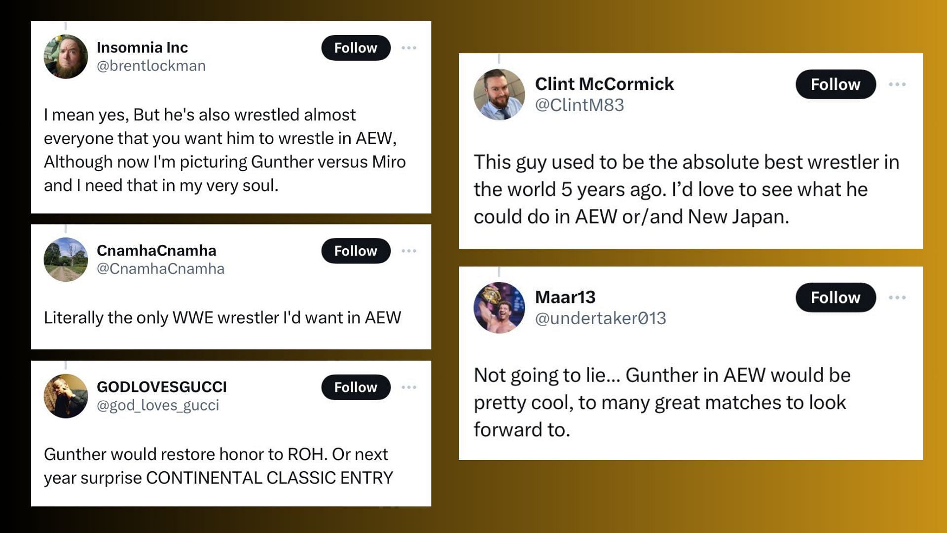 AEW fans want Gunther to join a new company