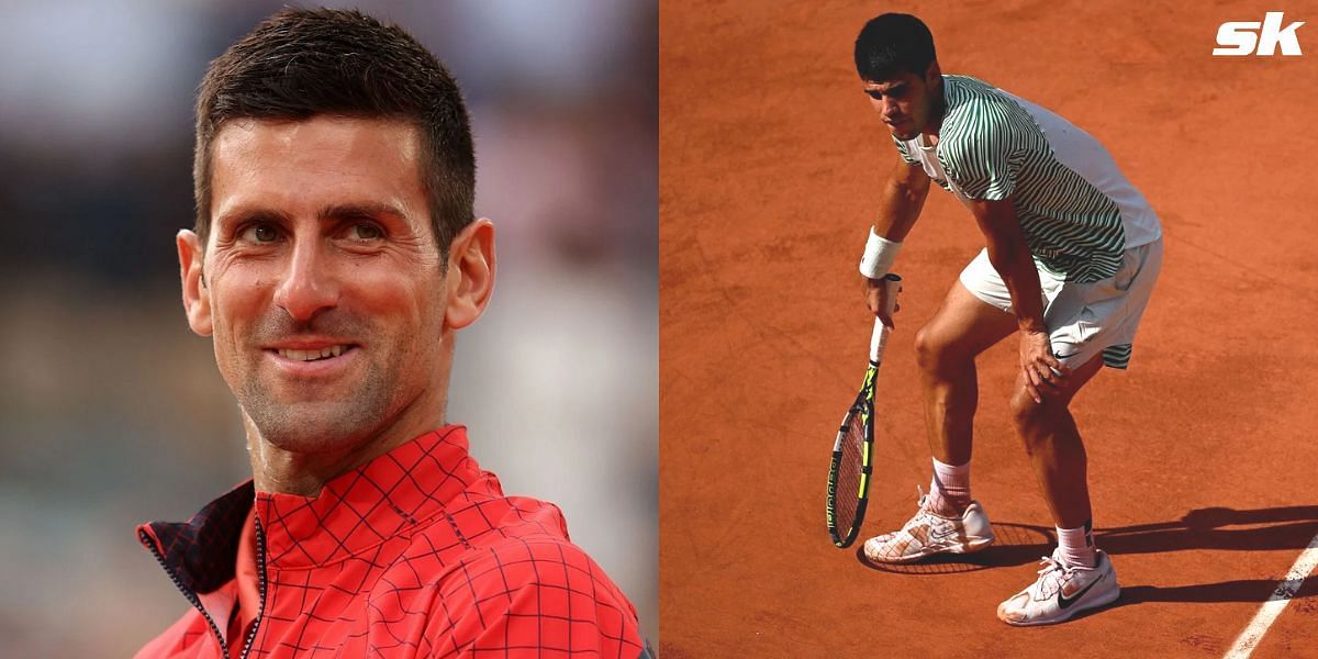 Novak Djokovic (L) and Carlos Alcaraz