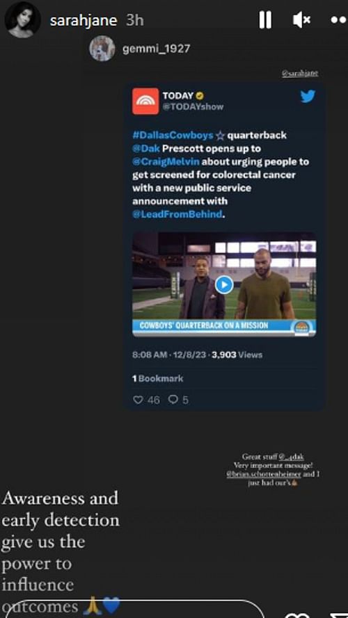 Dak Prescott's girlfriend Sarah Jane is giving him credit for a recent campaign.