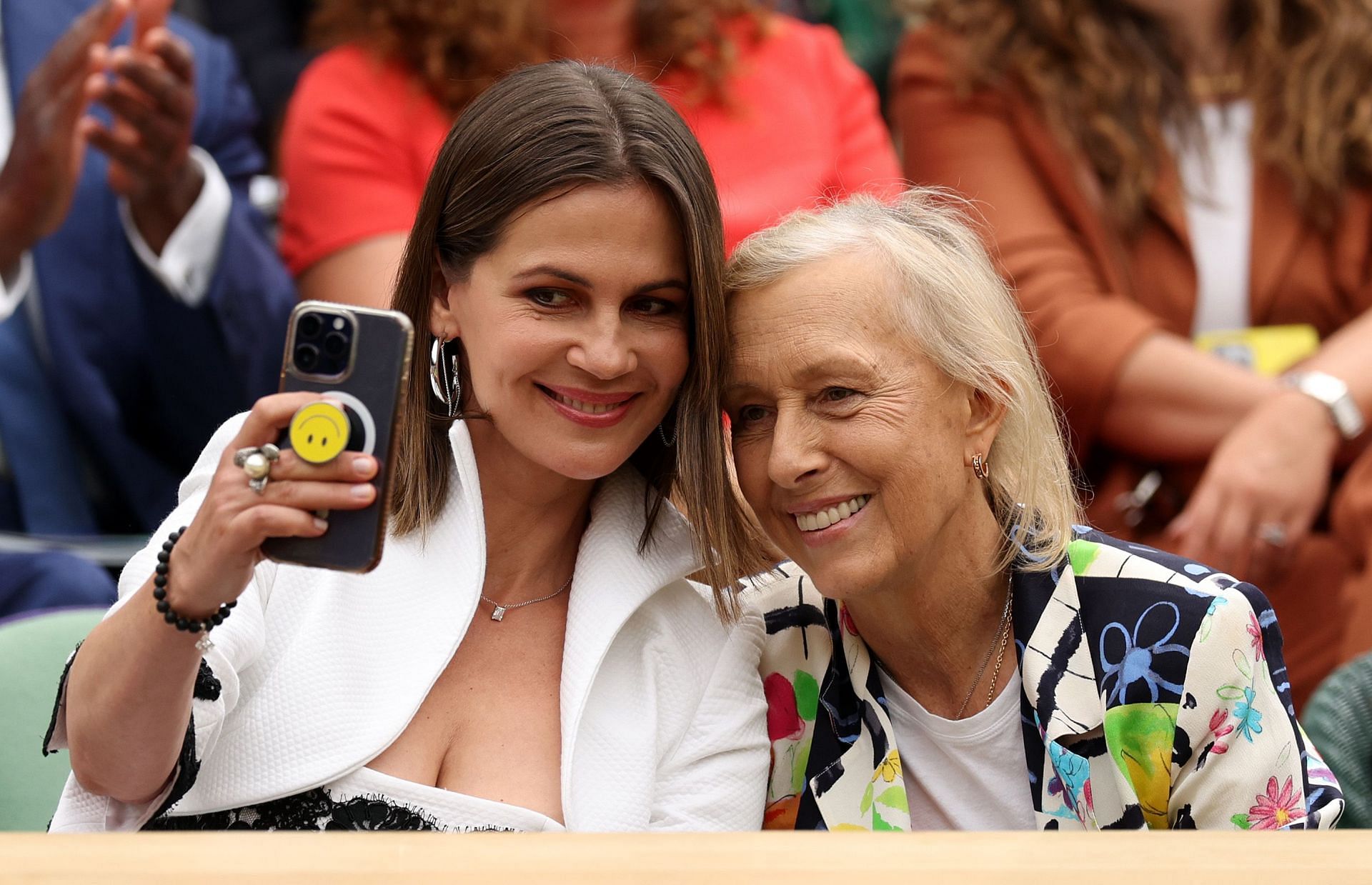 Martina Navratilova pictured with her wife at Wimbledon 2023