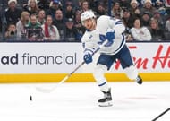 William Nylander of the Toronto Maple Leafs shoots the puck during the third period against the Columbus Blue Jackets at Nationwide Arena on December...